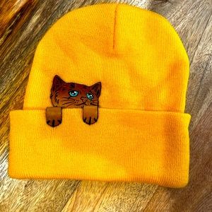 Yellow novelty cat beanie